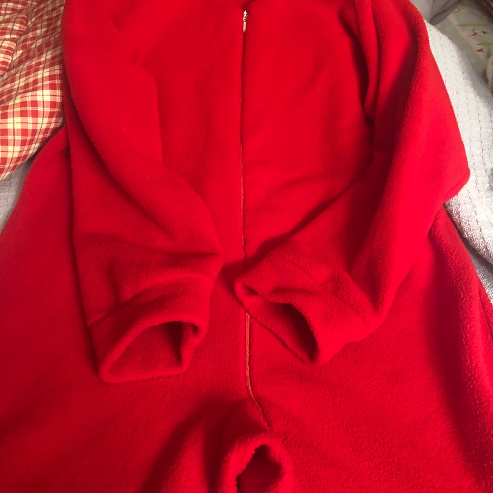 Women’s red union suit footie pajamas size small